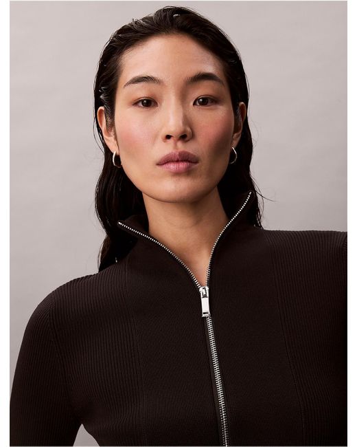 Calvin Klein Black Nylon Rib Zip Jacket