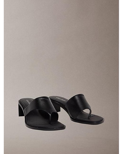 Calvin Klein Multicolor Marghe Leather Heeled Thong Sandals