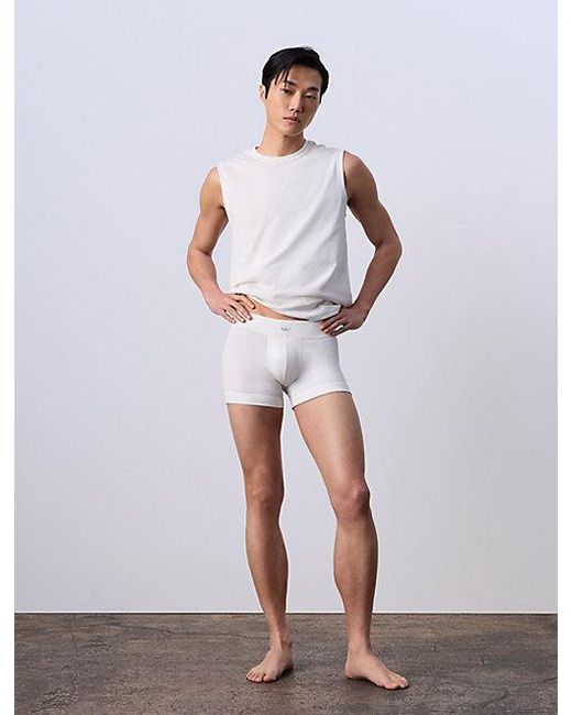 Calvin Klein White Jung Kook For Trunks Heritage Cotton Monologo for men