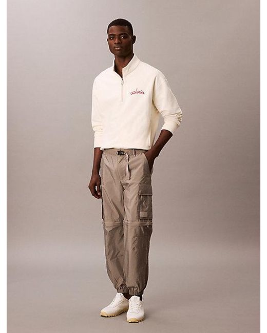 Calvin Klein Nylon Cargo-Afritsbroek in het Natural voor heren