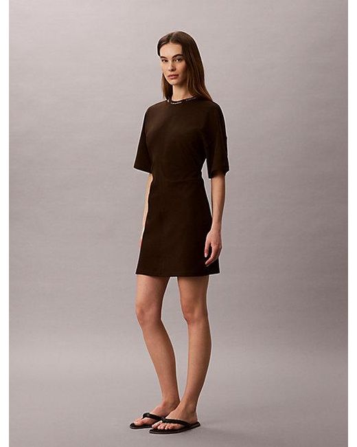 Calvin Klein Brown Jeans Milano Jersey Draped T-Shirt Dress