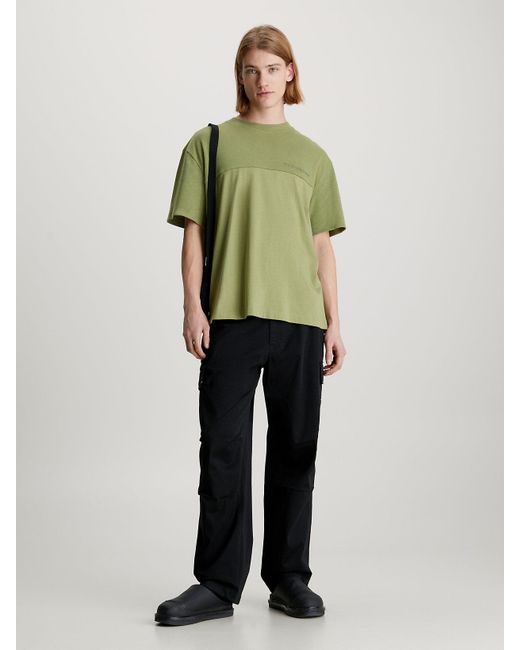 Calvin Klein Green Texture Mix Cotton T-shirt for men