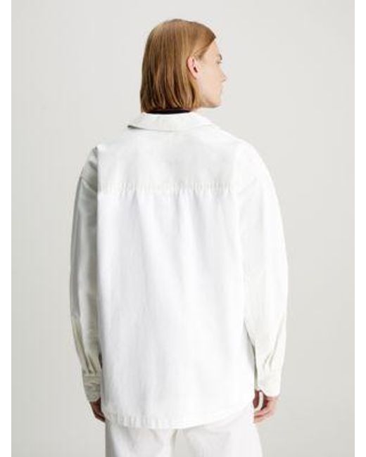 Calvin Klein Oversized Twillkatoen Overhemdjack in het White voor heren