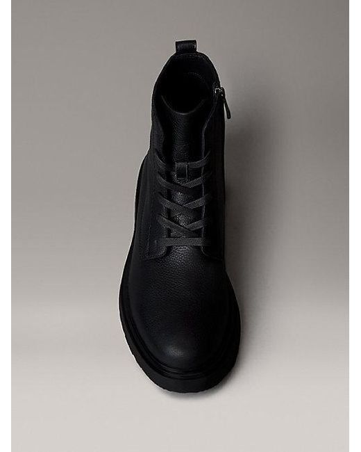 Calvin Klein Black Jeans Leather Zip Lace Up Boots for men