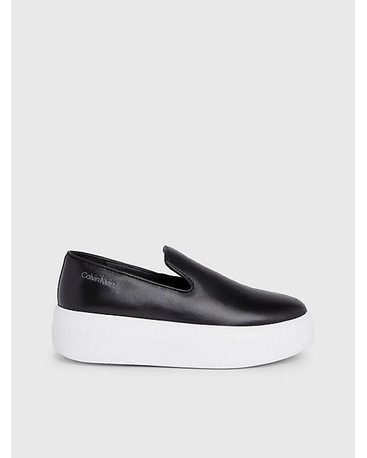Zapatos slip-on de piel con plataforma Calvin Klein de color White