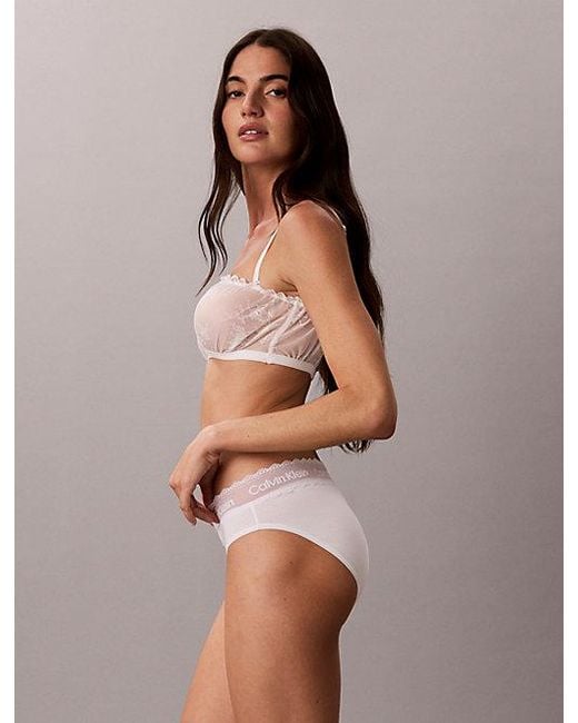 Calvin Klein White Bikini Briefs Cotton Lace