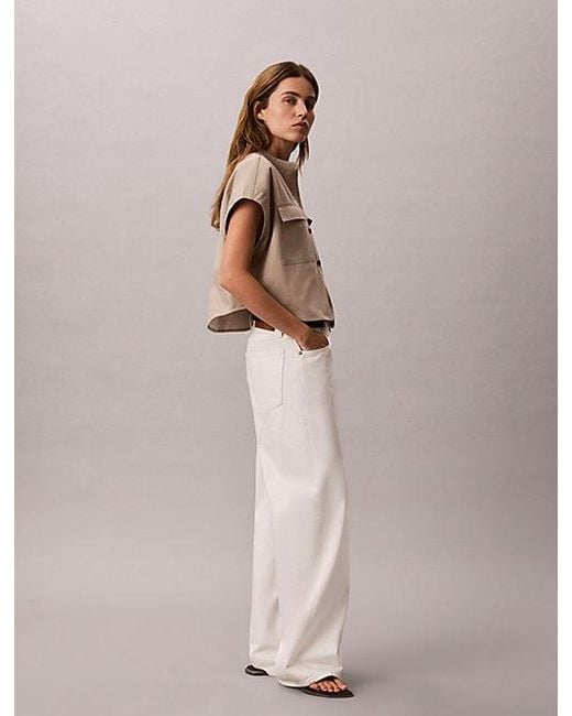 Calvin Klein Natural Jeans Boxy Cropped Short Sleeve Shirt