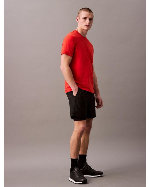 Calvin Klein Red 2-In-1 Gym Shorts for men