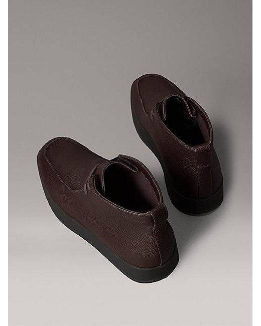 Calvin Klein Brown Leather Hybrid Cupsole Chukka Boots for men