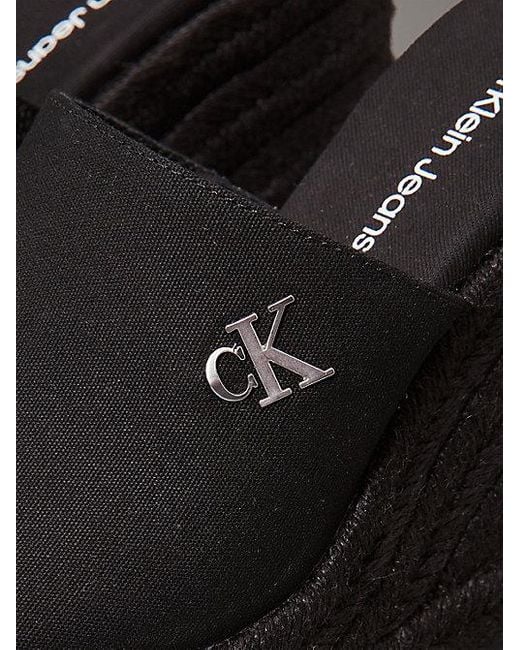 Calvin Klein Black Plateau-Espadrilles-Slippers Mit Keilabsatz