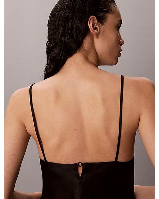 Calvin Klein Brown Satin And Lace Cami Pyjama Top