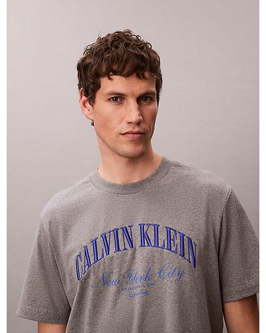 Calvin Klein Multicolor Jeans Embroidered Nyc Logo T-Shirt for men