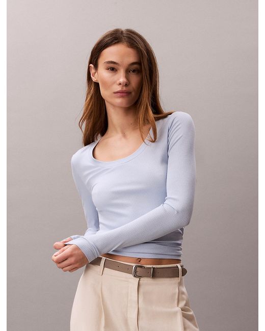 Calvin Klein Multicolor Ribbed Modal Long Sleeve T-Shirt