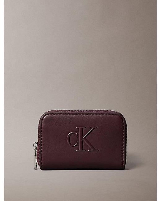 Calvin Klein Brown Embossed Monogram Zip Wallet