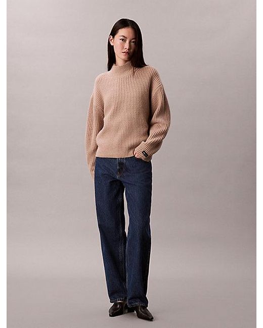 Calvin Klein Blue Lässiger, Dicker Rippen-Pullover Mit Rollkragen