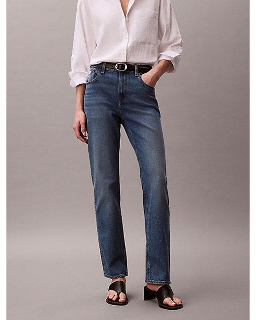 Calvin Klein Blue Jeans High Rise Straight Jeans
