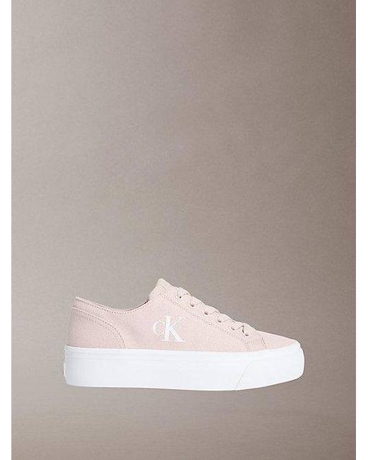 Calvin Klein Natural Graz Canvas Platform Logo Trainers