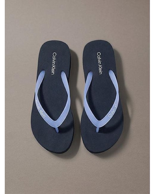 Calvin Klein Gray Pearlised Platform Flip Flops