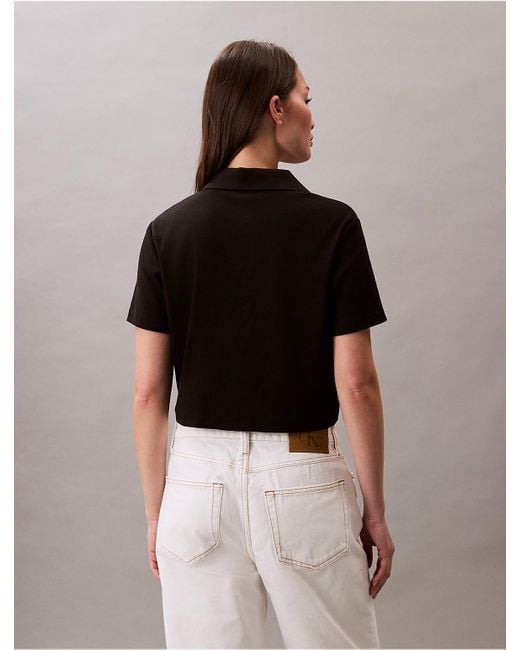 Calvin Klein Black Calvin Klein Cotton Contour Rib Polo Tee