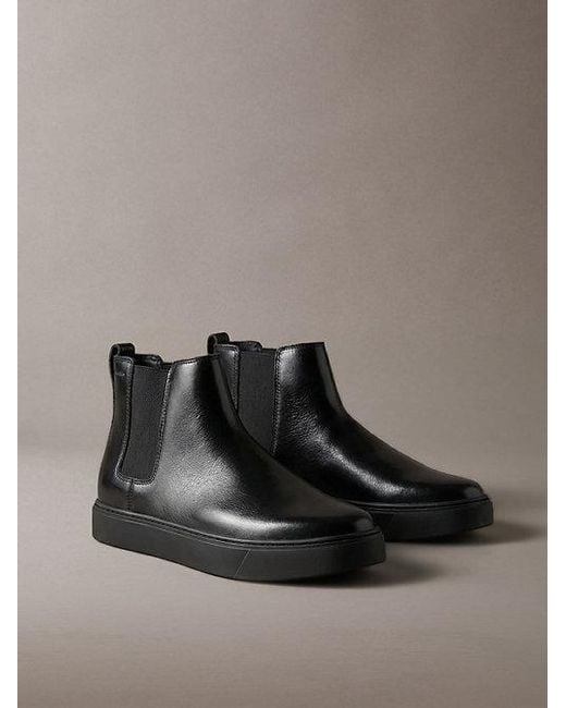 Calvin Klein Black Leather Hybrid Cupsole Chelsea Boots for men