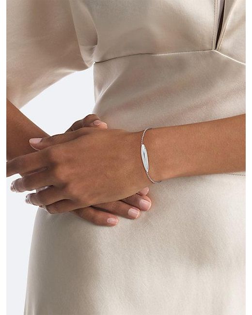 Calvin Klein White Jeans Adjustable Sculpted Bar Bracelet