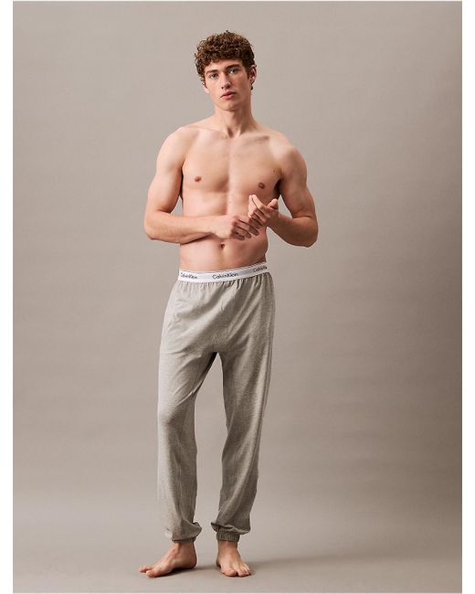 Calvin Klein Gray Icon Cotton Stretch Sleep Joggers for men