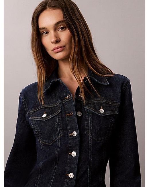 Calvin Klein Blue Jeans Sculpt Denim Trucker Button Down Shirt