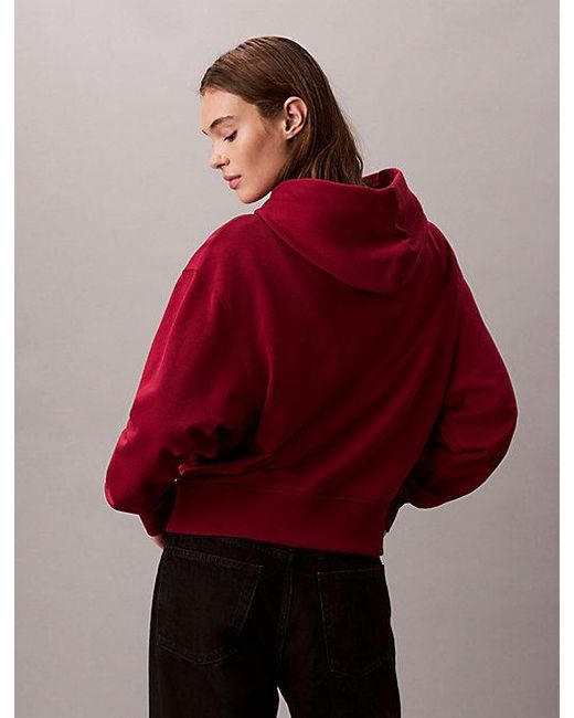 Calvin Klein Red Premium Terry Hoodie