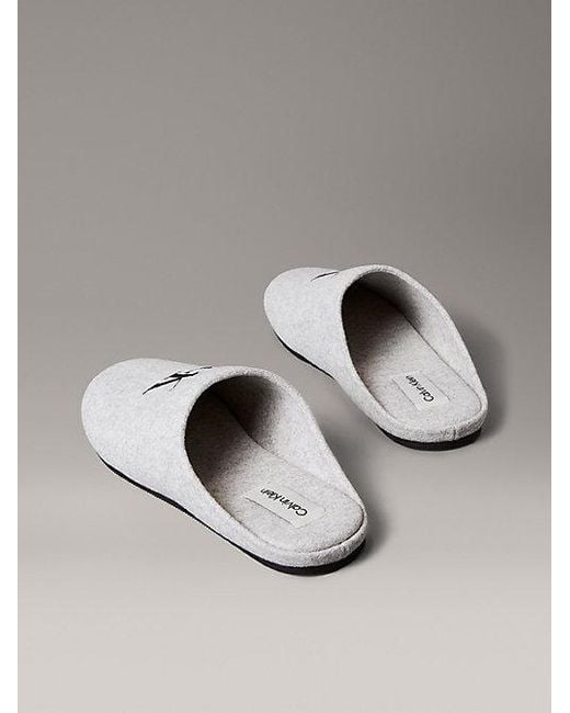 Calvin Klein Metallic Felt Signature Logo Mule Slippers for men