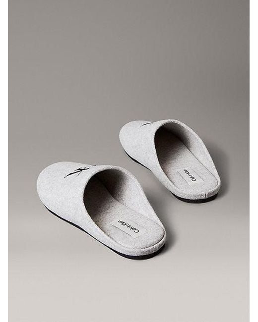 Calvin Klein Signature Vilten Muilpantoffels Met Logo in het Metallic voor heren