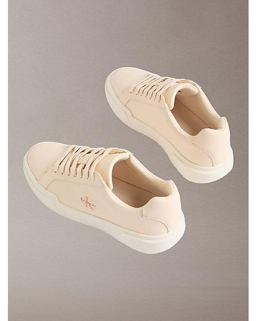 Calvin Klein Natural Leather Durable Traction Chunky Trainers