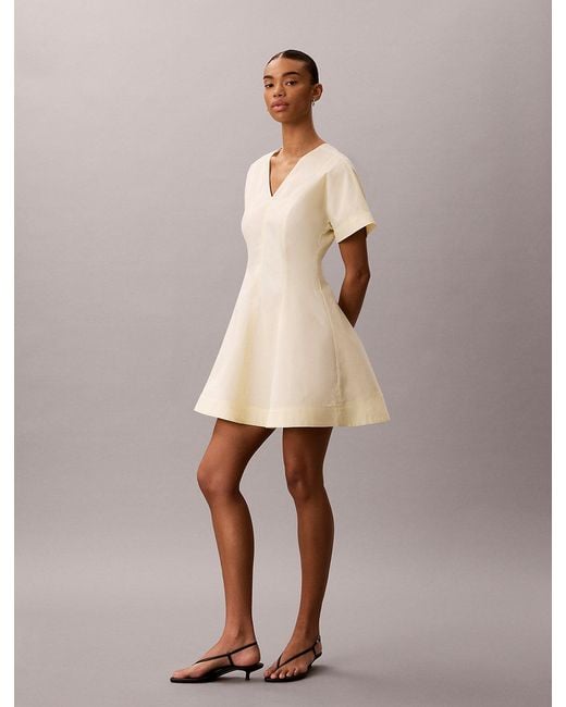 Calvin Klein Natural Short Sleeve Poplin Mini Dress