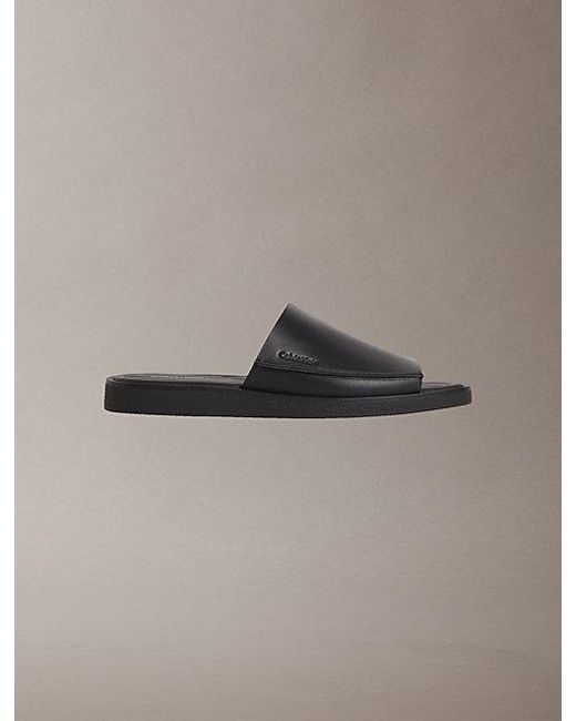 Calvin Klein Gray Alonso Leather Slider Sandals for men