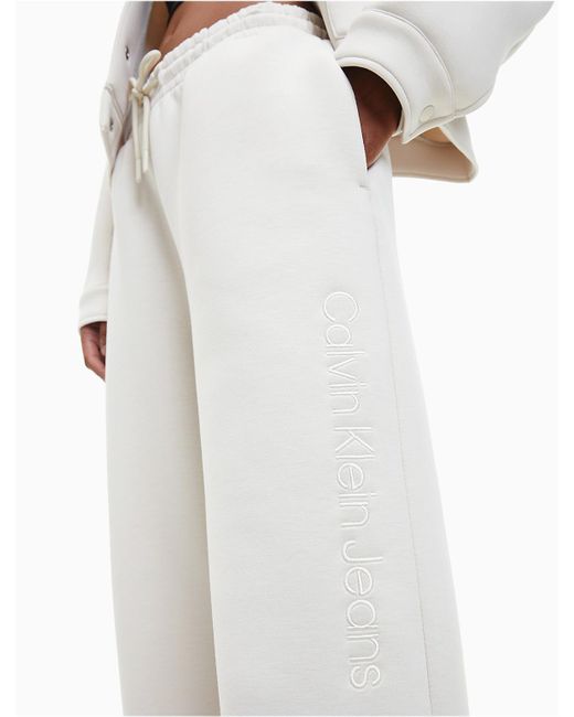 Calvin Klein White Relaxed Split Hem Joggers