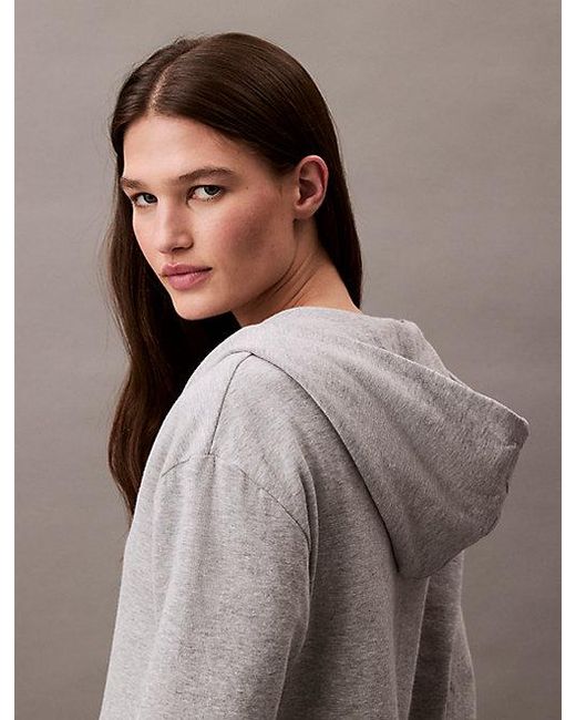 Calvin Klein Gray Lounge Hoodie Icon Cotton Terry