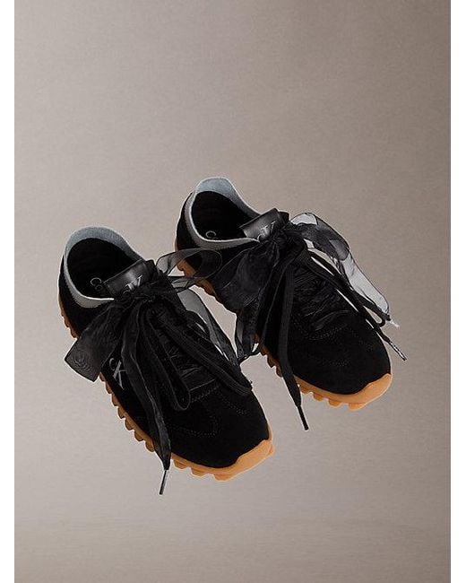 Calvin Klein Brown Suede Organza Runner Trainers