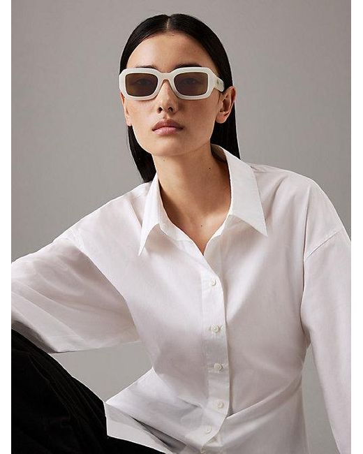 Calvin Klein Natural Modified Rectangle Sunglasses