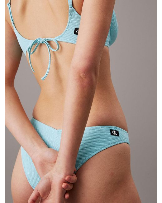 Calvin Klein White Brazilian Bikini Bottoms - Ck Monogram Texture