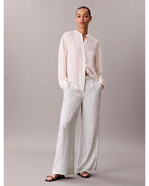 Calvin Klein Multicolor Viscose Jacquard Floral Trousers