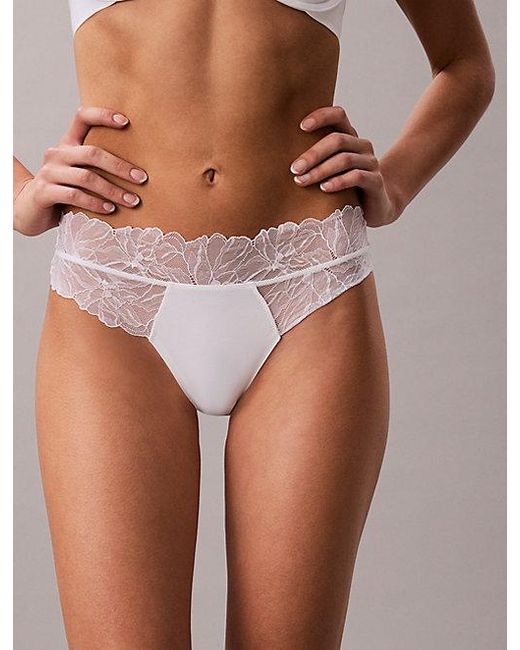 Calvin Klein White Thong Perfectly Fit Lace