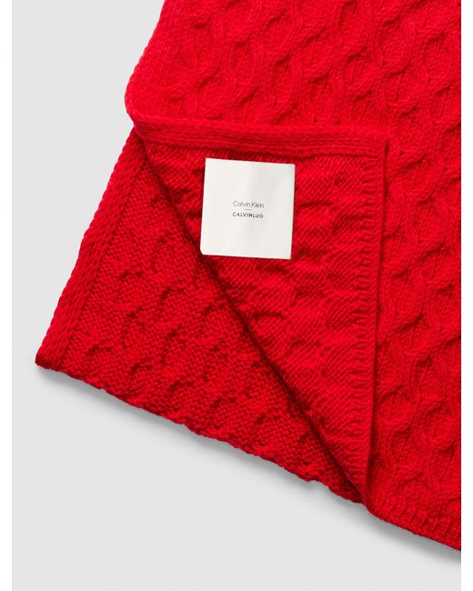 Écharpe En Laine Mérinos À Mailles Torsadées Calvin Klein pour homme en coloris Red