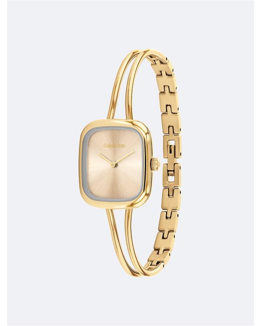 Calvin Klein White Brushed Dial Bangle Watch