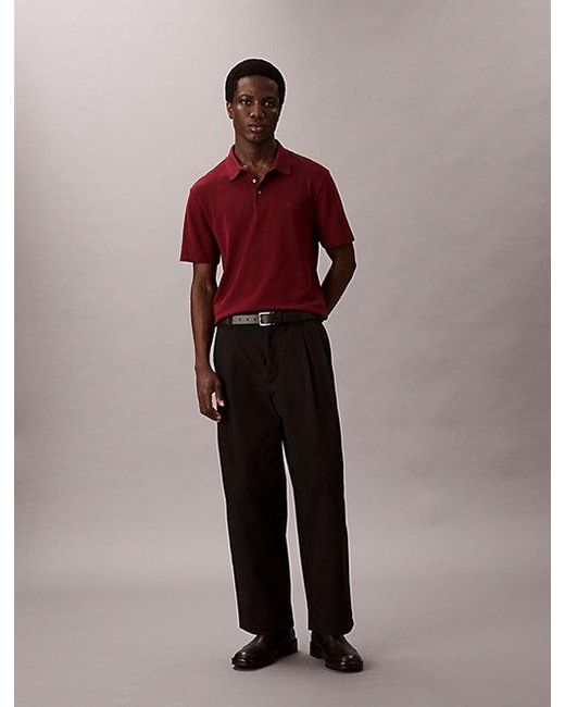 Calvin Klein Red Pima Cotton Polo Shirt for men
