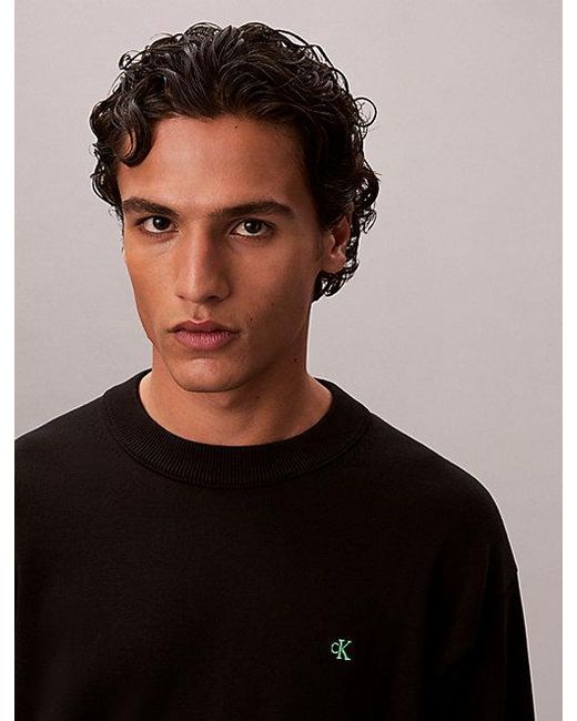 Calvin Klein Black Jeans Relaxed Cotton Monogram Jumper for men