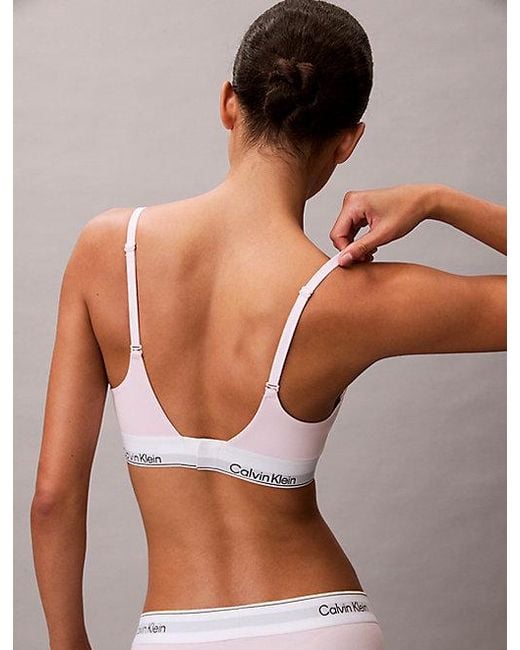 Calvin Klein Pink Push Up Plunge Bra Icon Cotton Modal