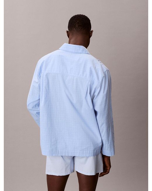 Calvin Klein Blue Cotton Poplin Pyjama Top for men