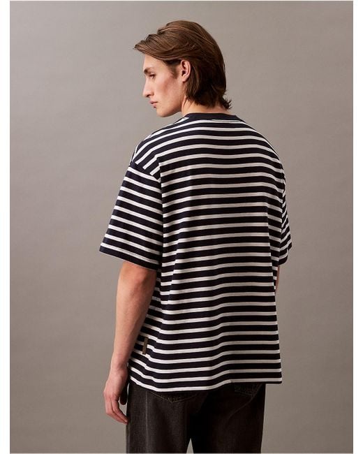 Calvin Klein Multicolor Calvin Klein Bold Stripe Jersey Relaxed Tee for men