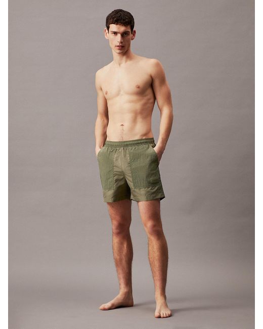 Calvin Klein Green Ripstop Medium Drawstring Swim Shorts for men