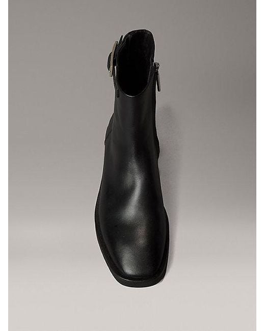 Calvin Klein Black Ankle-Boots Aus Leder Mit Reißverschluss