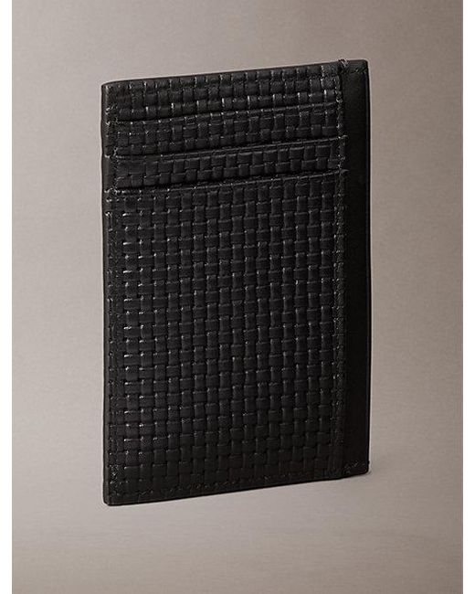 Calvin Klein Black Embossed Woven Card Case for men